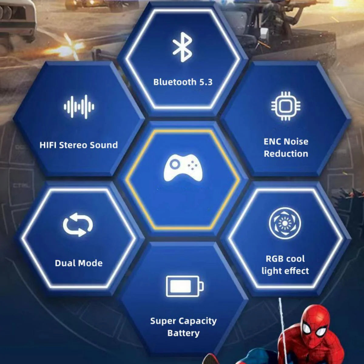 Marvel Spider-Man Iron Man Wireless Earbuds, Marvel TWS Bluetooth Headphones with LED Charging Case