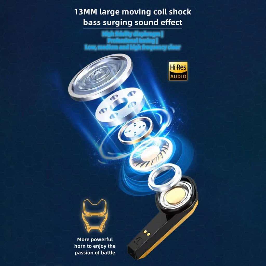 Marvel Spider-Man Iron Man Wireless Earbuds, Marvel TWS Bluetooth Headphones with LED Charging Case