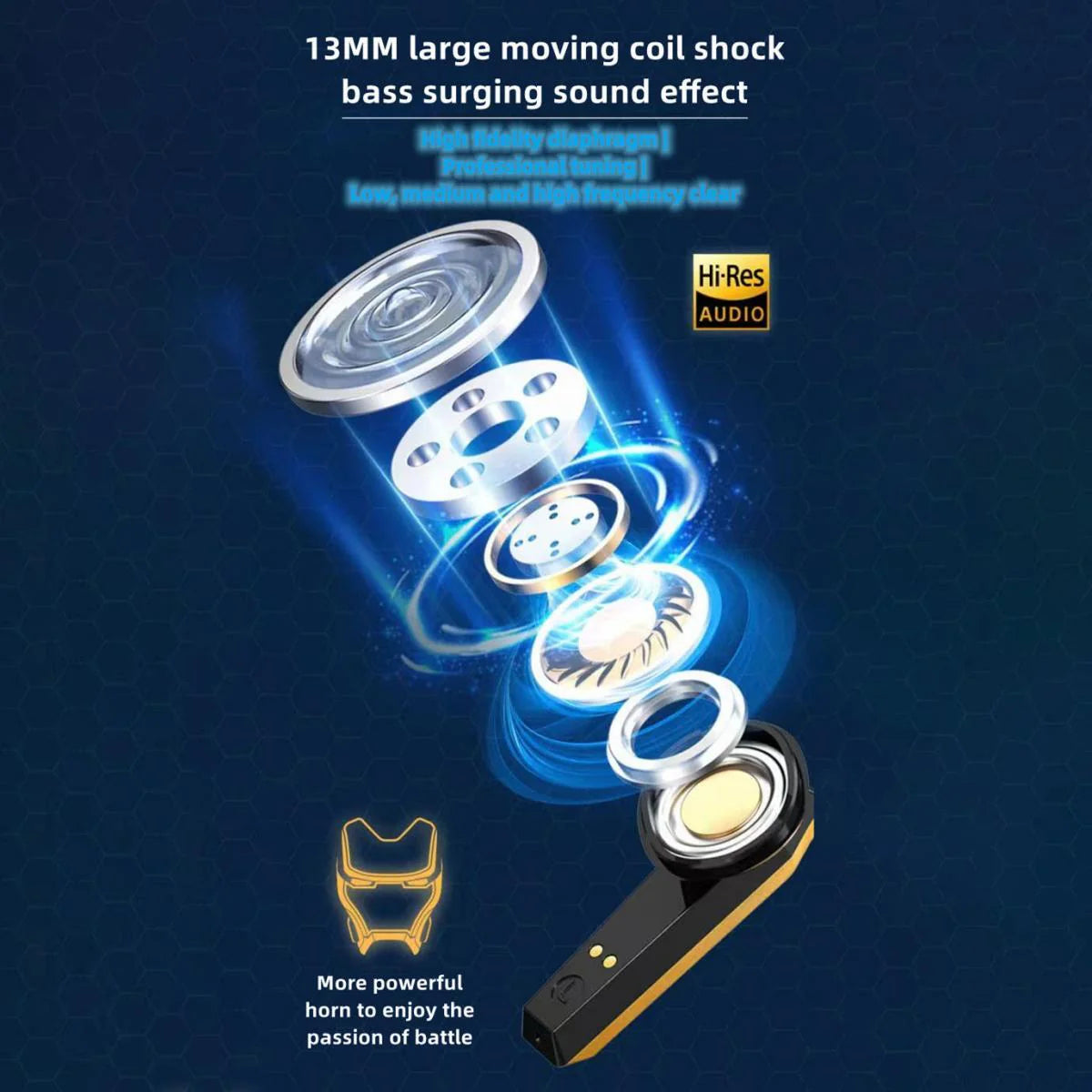 Marvel Spider-Man Iron Man Wireless Earbuds, Marvel TWS Bluetooth Headphones with LED Charging Case