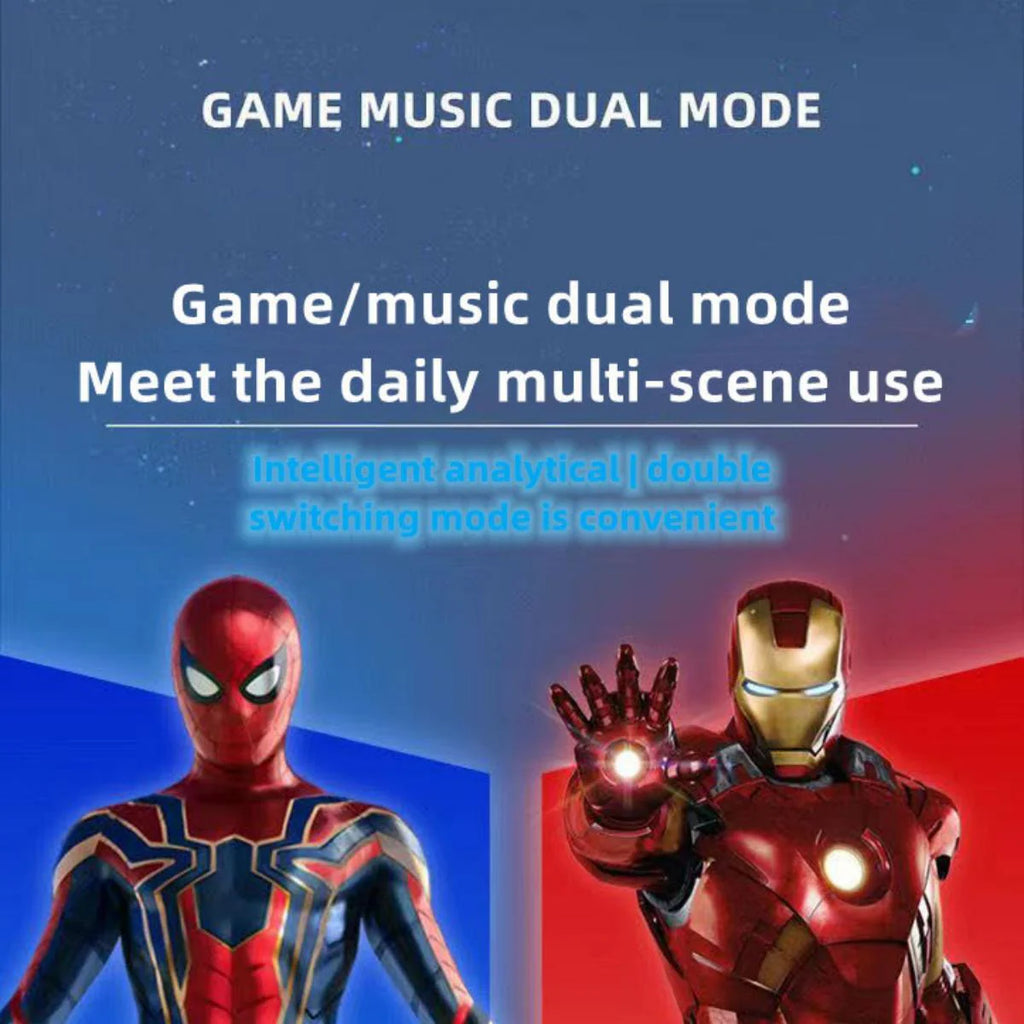 Marvel Spider-Man Iron Man Wireless Earbuds, Marvel TWS Bluetooth Headphones with LED Charging Case