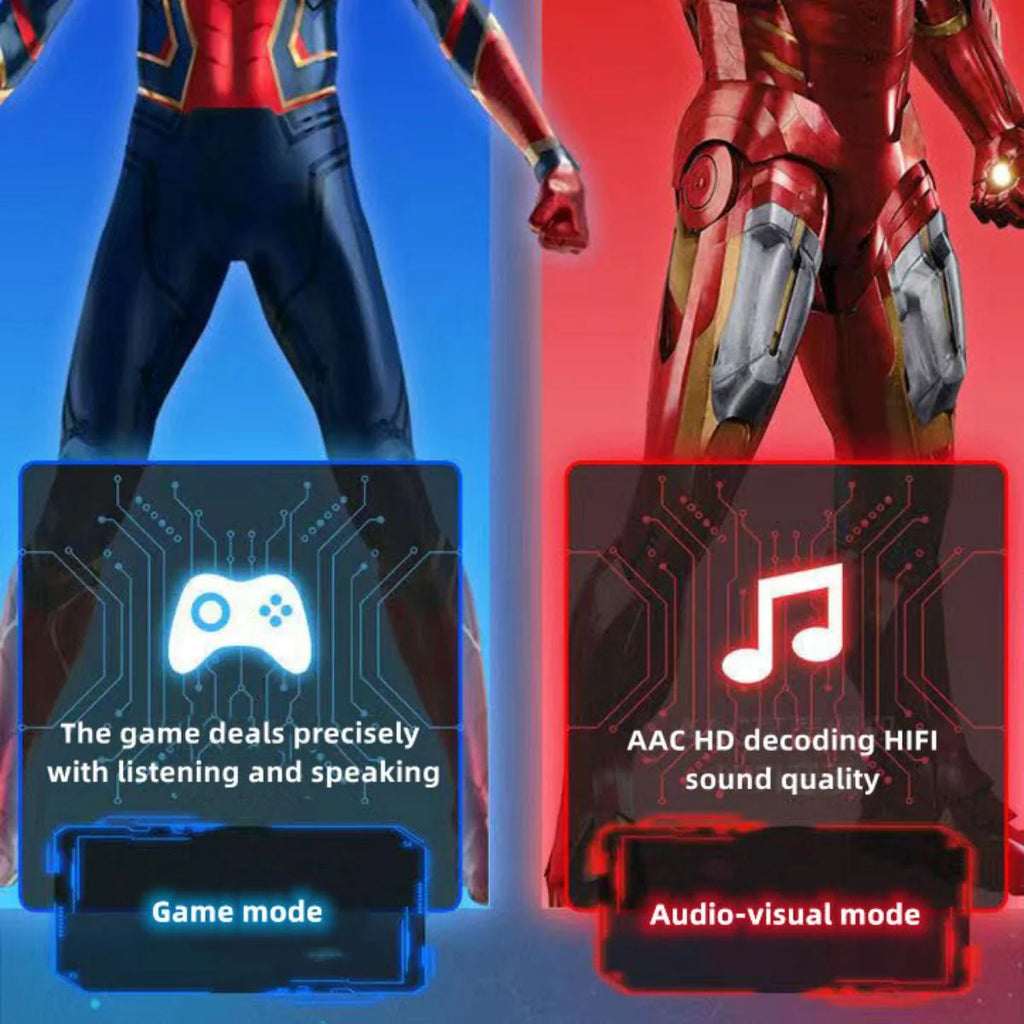 Marvel Spider-Man Iron Man Wireless Earbuds, Marvel TWS Bluetooth Headphones with LED Charging Case