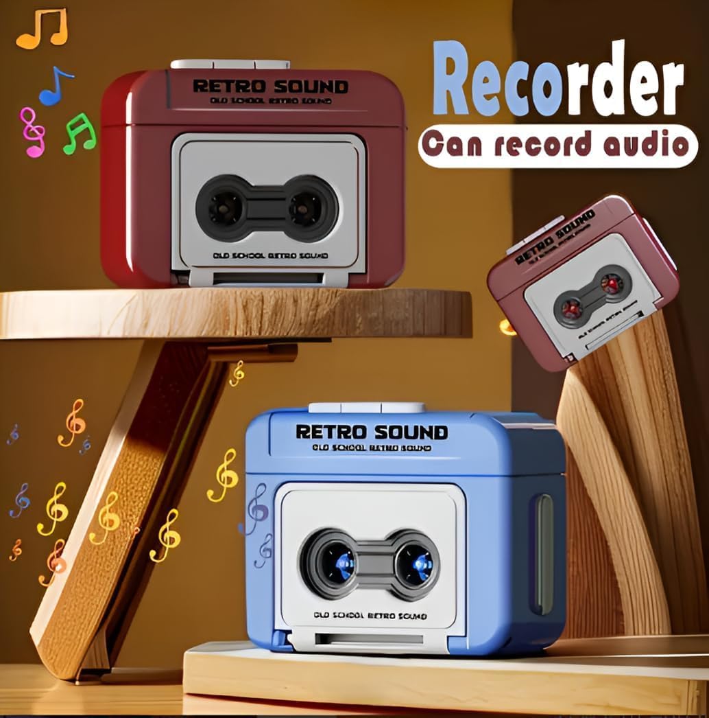 Retro Keychain | Retro Sound Voice Recorder Keychain | Voice Recorder Device | Mini Cassette Style Voice Message Recorder with Playback, Audio Recorder Gadget | Portable Keychians | Pack 1
