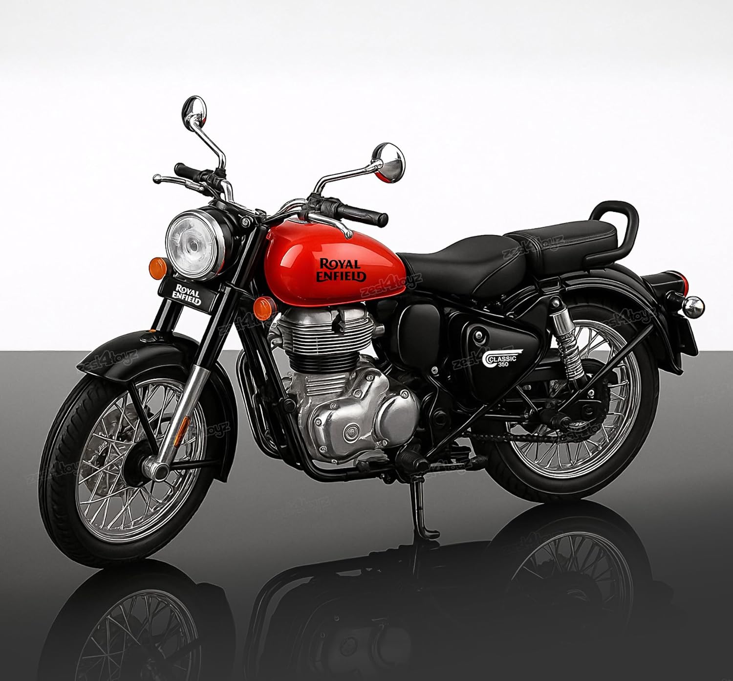 zegadi toys Classic 350 Bullet Motorcycle Scale Model 1:15 – Interchangeable Fuel Tanks, Convertible Seats, Collectible for Enthusiasts- Plastic ABS Model