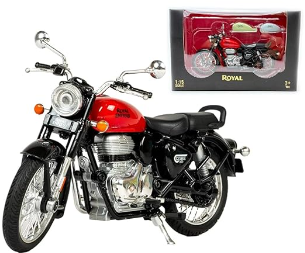 zegadi toys Classic 350 Bullet Motorcycle Scale Model 1:15 – Interchangeable Fuel Tanks, Convertible Seats, Collectible for Enthusiasts- Plastic ABS Model