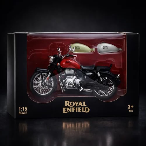 zegadi toys Classic 350 Bullet Motorcycle Scale Model 1:15 – Interchangeable Fuel Tanks, Convertible Seats, Collectible for Enthusiasts- Plastic ABS Model