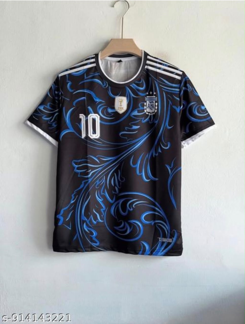 embroidery Argentina Black wave Edition Messi 10 Football Jersy