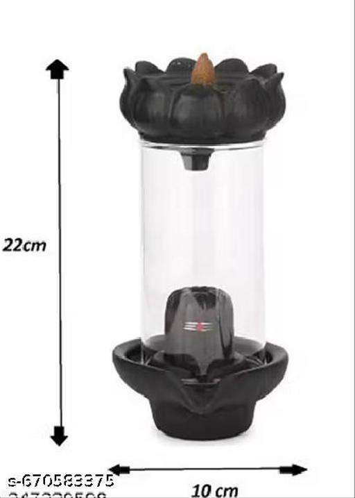 Ceramic Shivling Backflow Smoke Fountain Incense Burner, Polyresin Back Flow Incense Burner/Holder (Free 10 Incense Cones). Incense Holder for Meditation, abhishekam